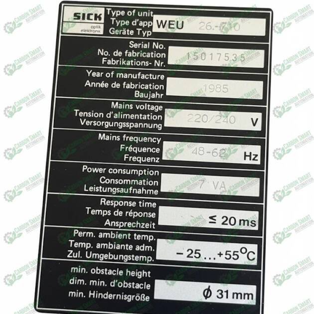 SICK WEU 26-710 Single-Beam Photoelectric Safety Switch Receiver